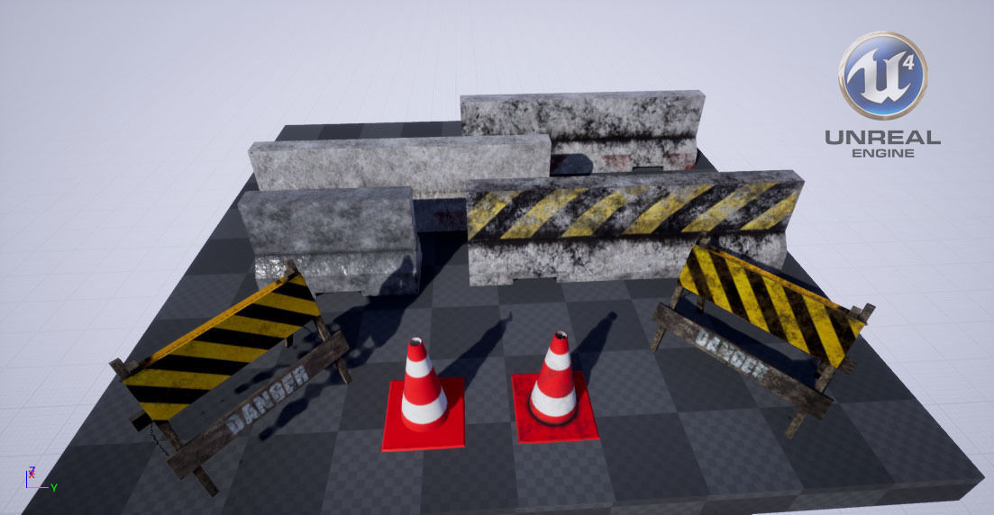 Traffic Barriers Low-poly 3D model_13
