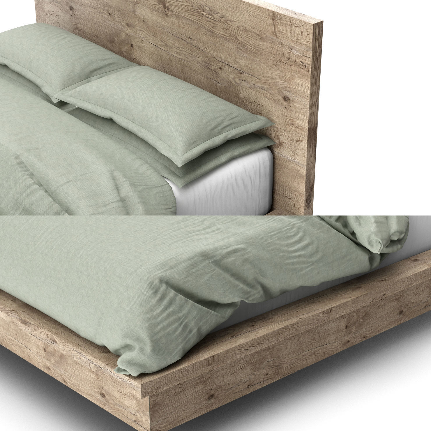Restoration Hardware Reclaimed Russian Oak Platform Bed 3D model_2