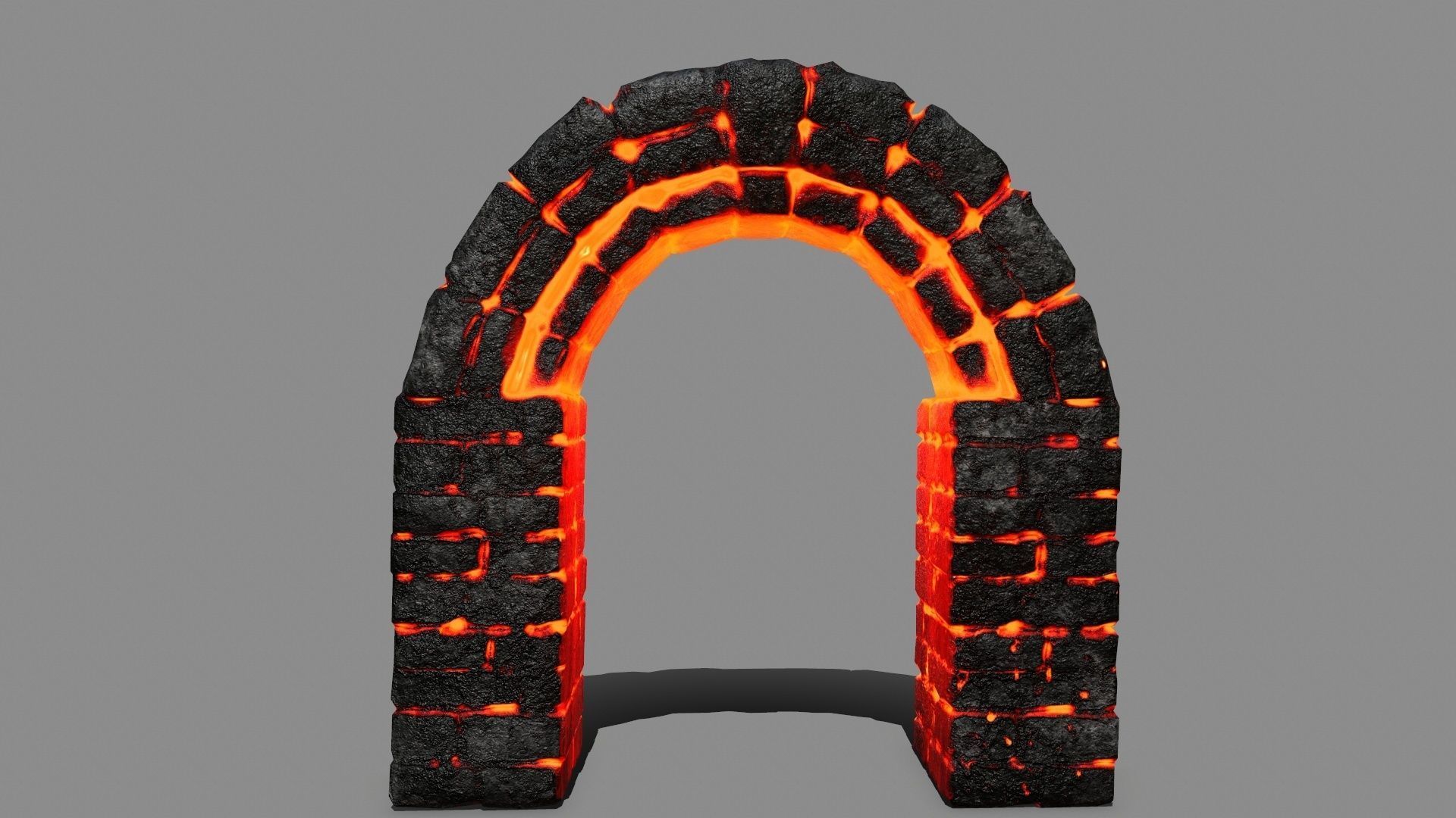 Stone Set arch made of fire Low-poly 3D model_2