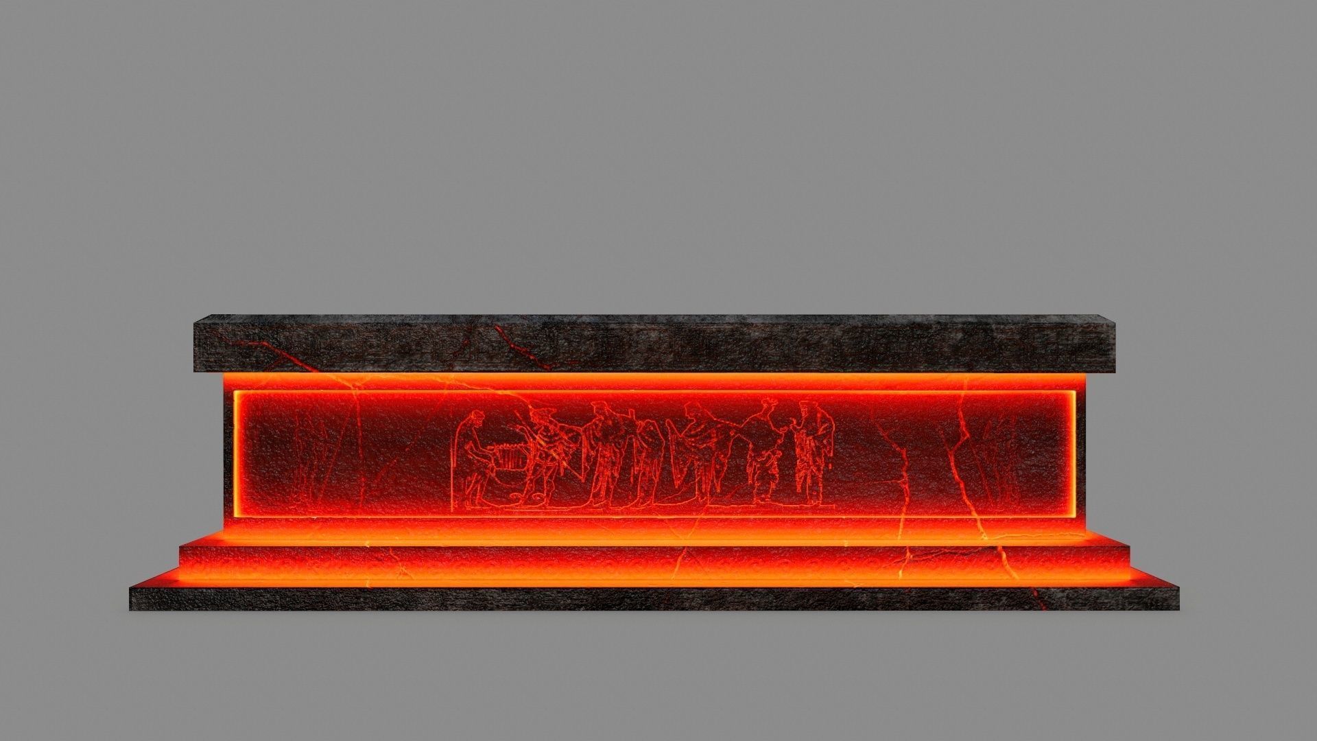 Stone Set arch made of fire Low-poly 3D model_9