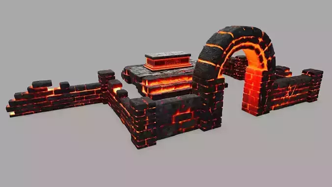 Stone Set arch made of fire Low-poly 3D model Stone Set arch made of fire Low-poly 3D model