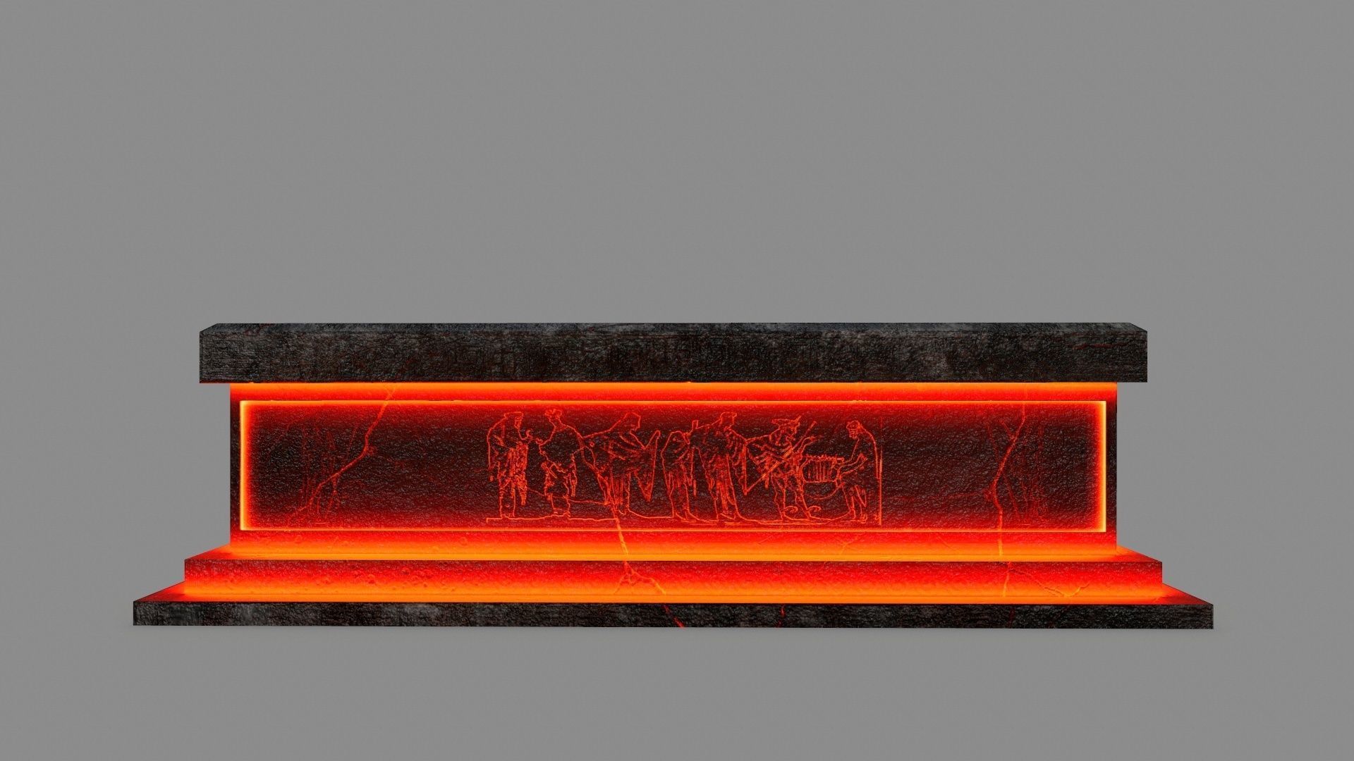 Stone Set arch made of fire Low-poly 3D model_11