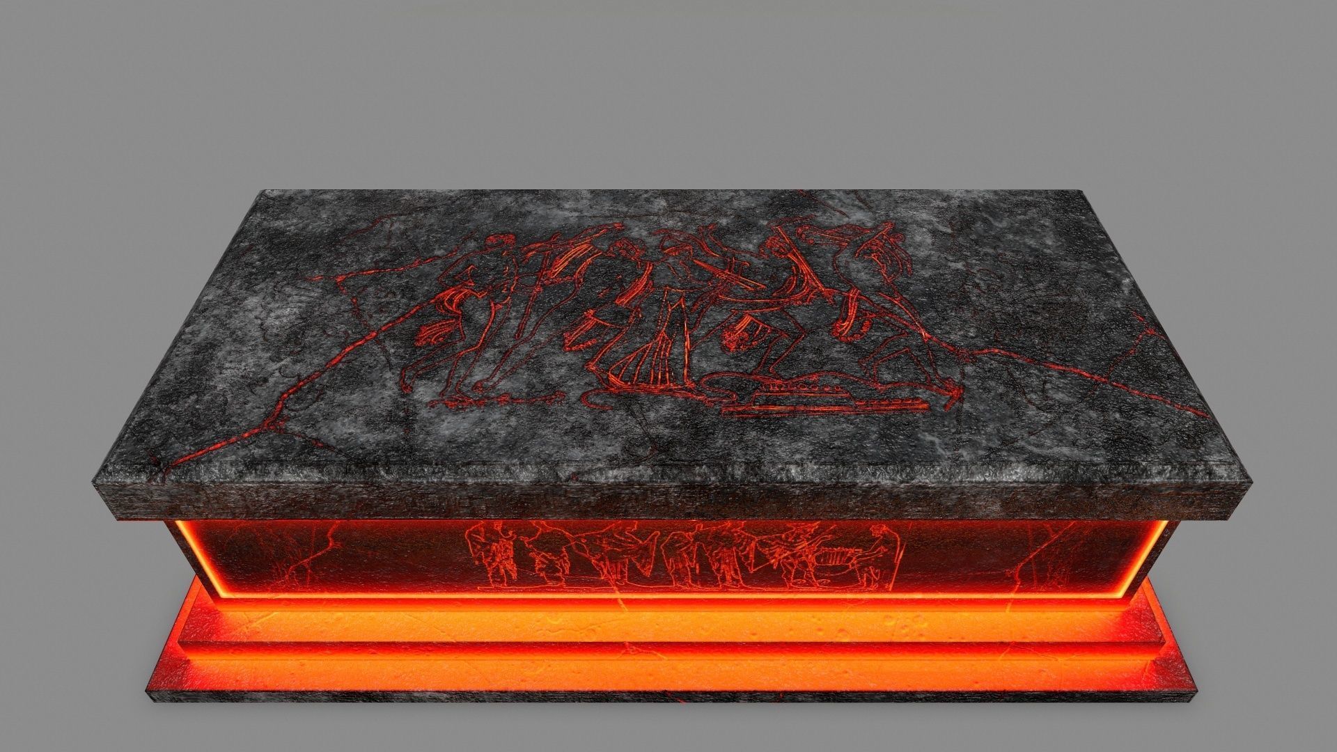 Stone Set arch made of fire Low-poly 3D model_12