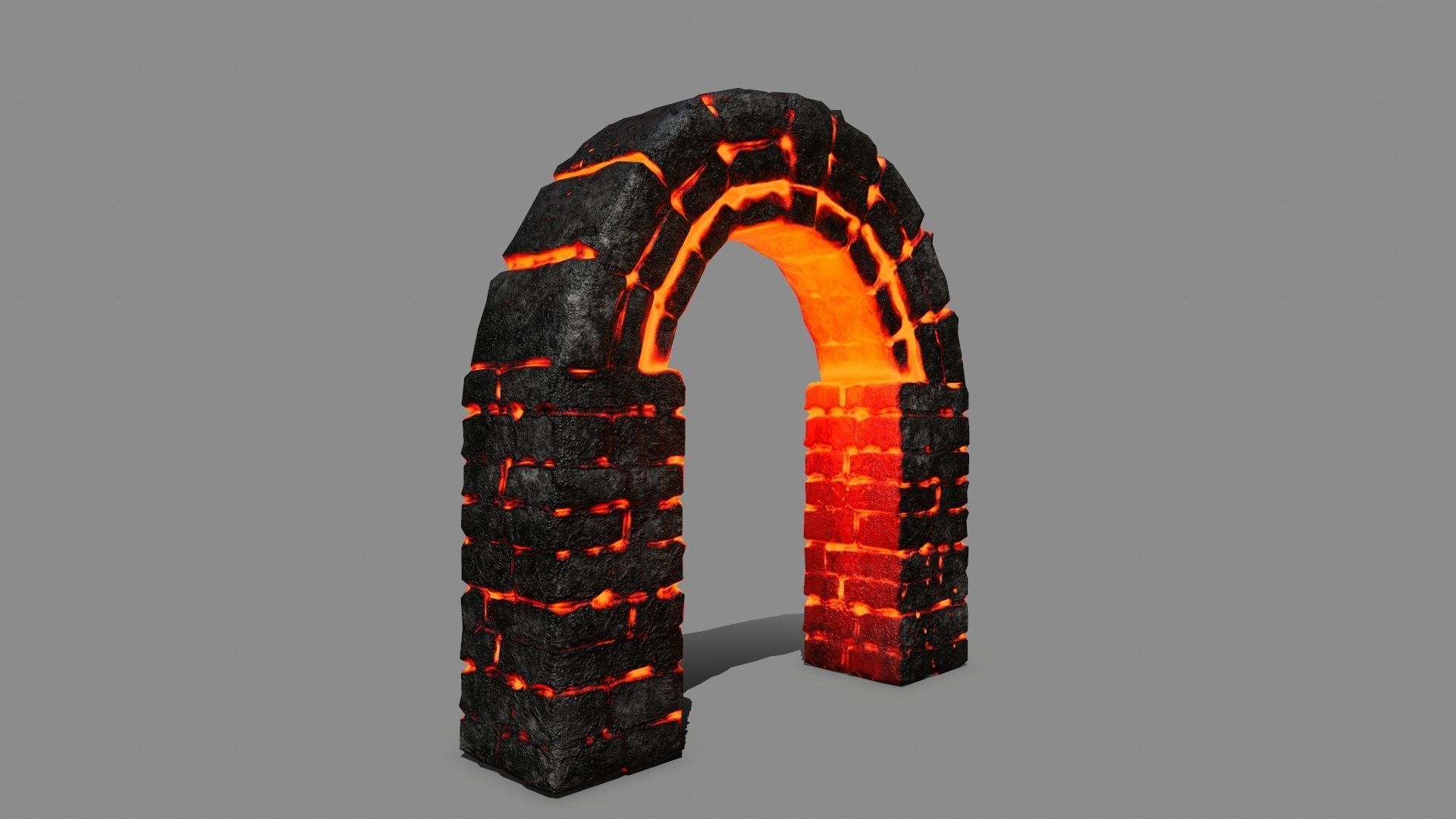 Stone Set arch made of fire Low-poly 3D model_3