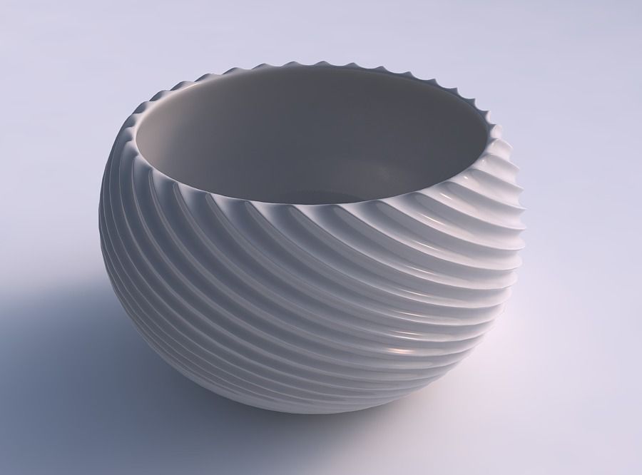 Bowl spheric twisted with bent extruded lines 2 3D print model