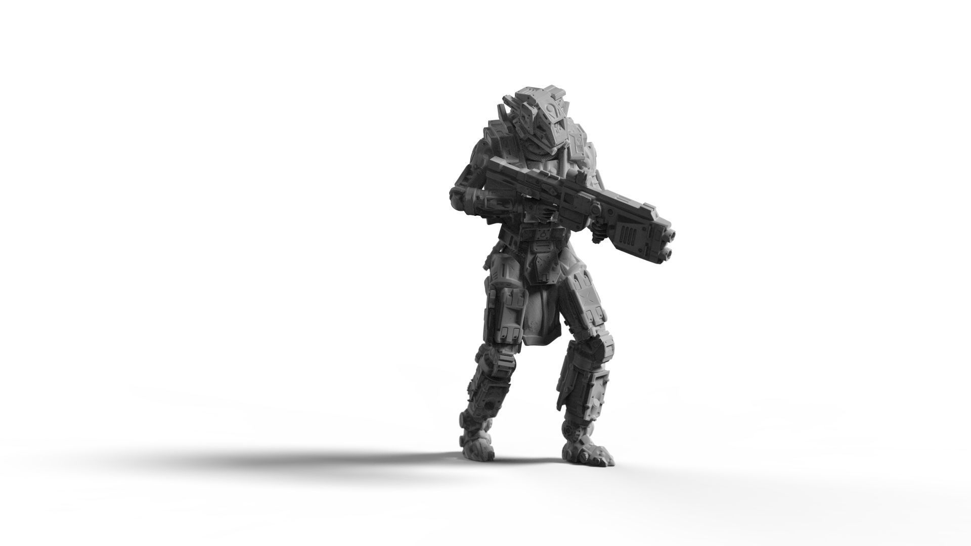 Scifi Battle Armor - Koloss Assault Rifle Infantry Variant 1 3D print model_1