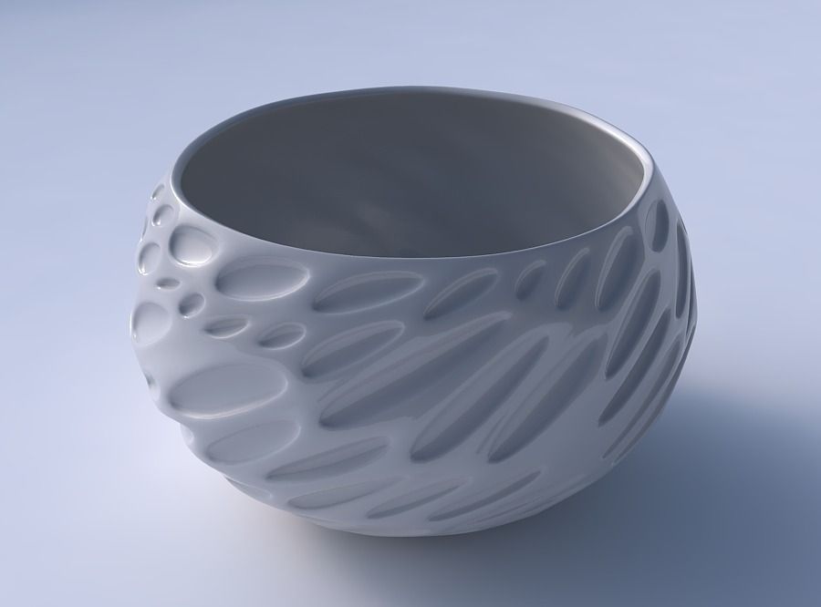 Bowl spheric twisted with bubbles 3D print model_3