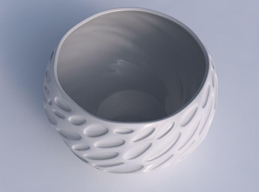 Bowl spheric twisted with bubbles 3D print model_1
