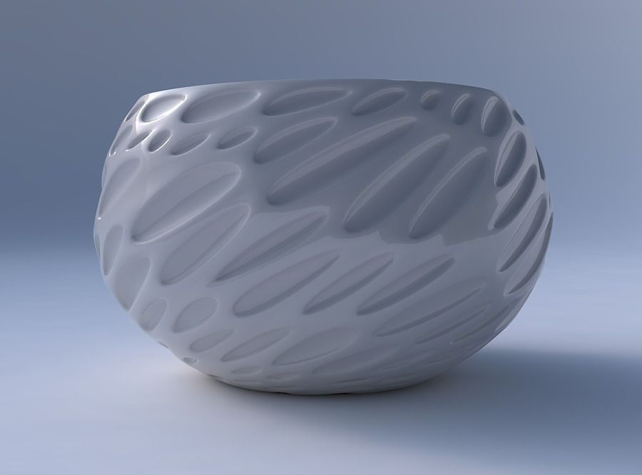 Bowl spheric twisted with bubbles 3D print model_4