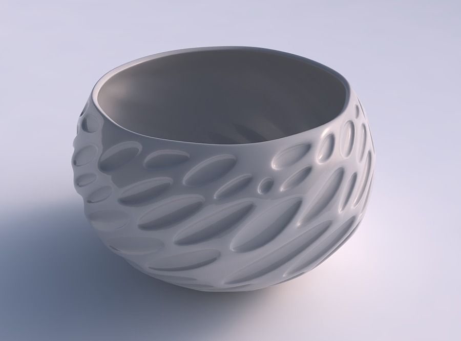 Bowl spheric twisted with bubbles 3D print model_0