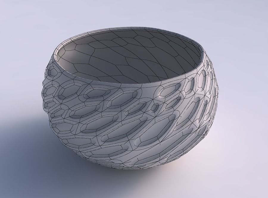 Bowl spheric twisted with bubbles 3D print model_5