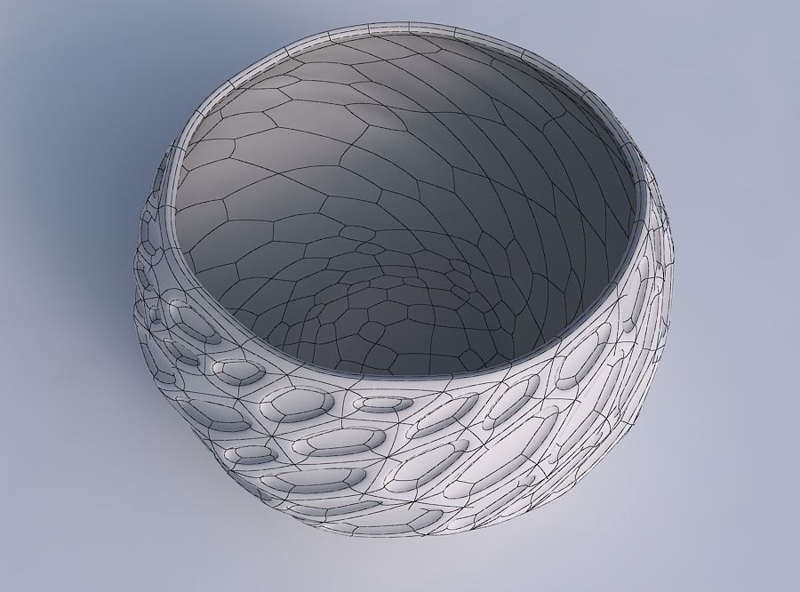 Bowl spheric twisted with bubbles 3D print model_6