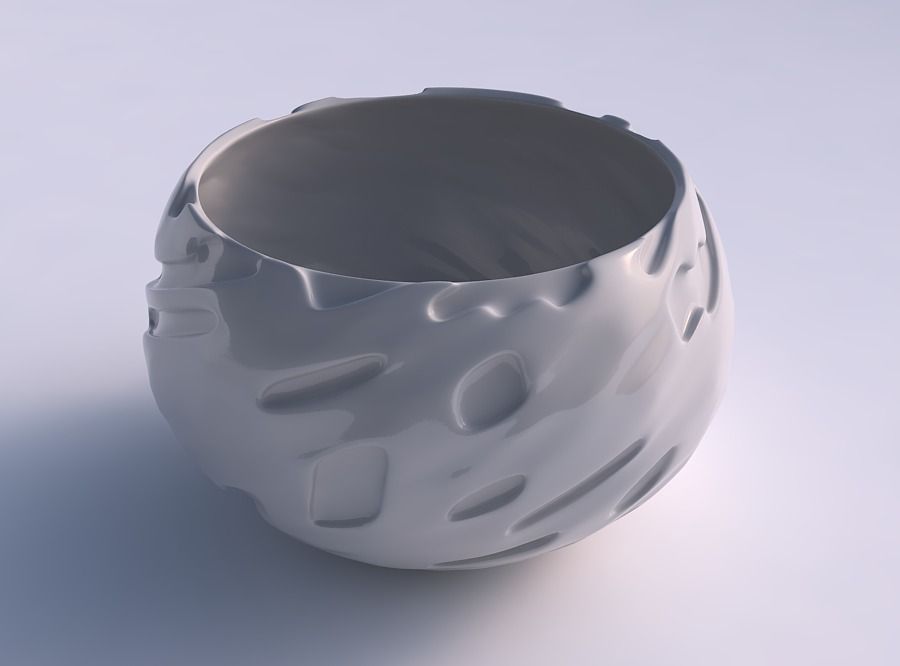Bowl spheric twisted with cavities smooth 3D print model_0