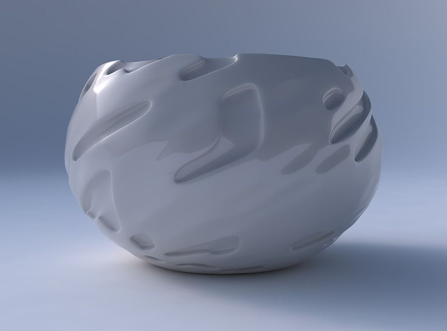 Bowl spheric twisted with cavities smooth 3D print model_4