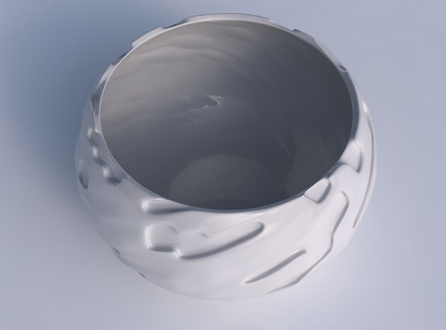 Bowl spheric twisted with cavities smooth 3D print model_1
