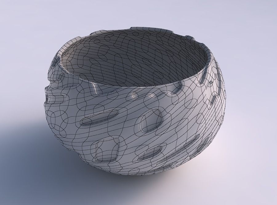 Bowl spheric twisted with cavities smooth 3D print model_5