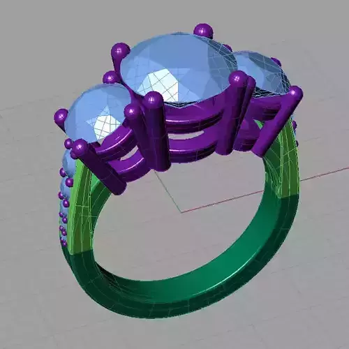 Women ring with gems 3dm stl 3D print model