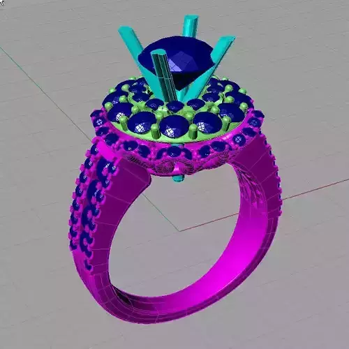 Women ring with gems 3dm stl 3D print model Free anello gratis
