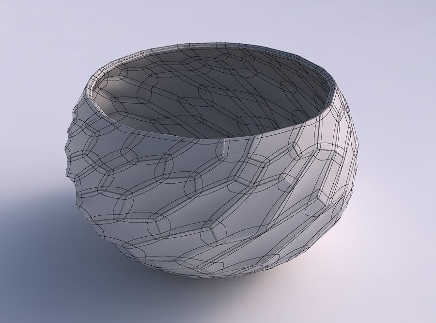 Bowl spheric twisted with fine organic cells 3D print model_5