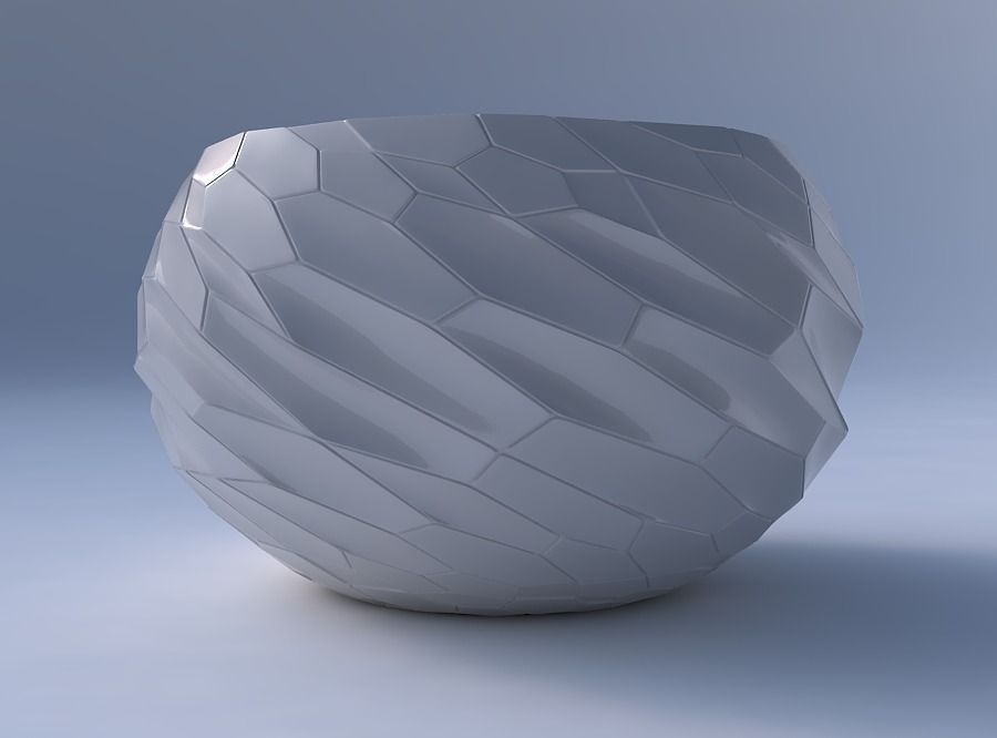 Bowl spheric twisted with fine twisted organic cells 3D print model_4