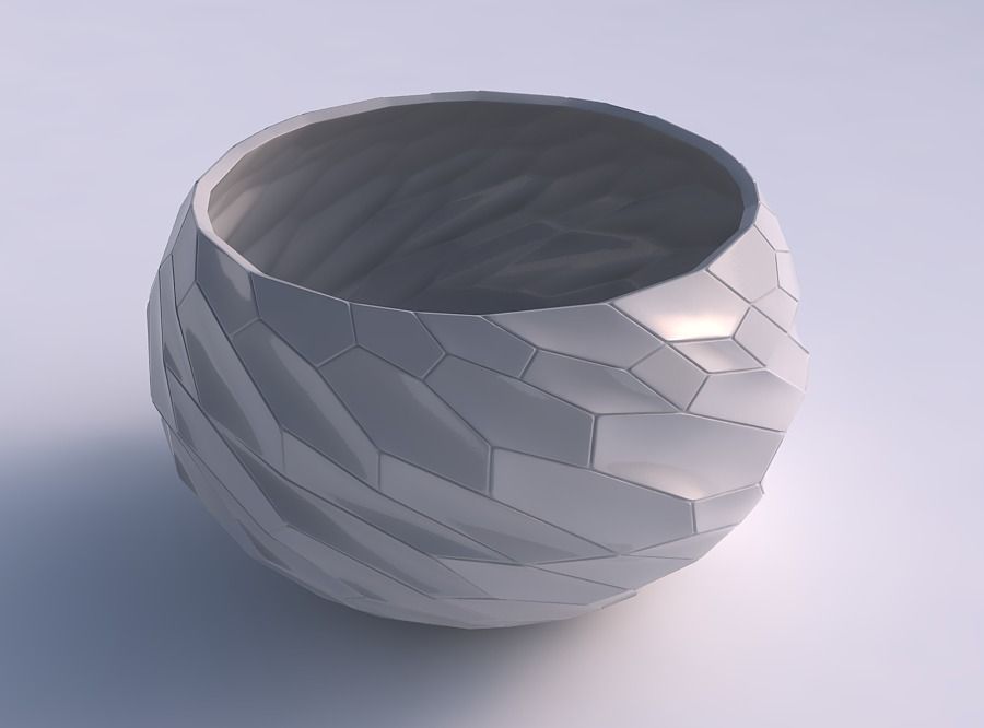 Bowl spheric twisted with fine twisted organic cells 3D print model_0