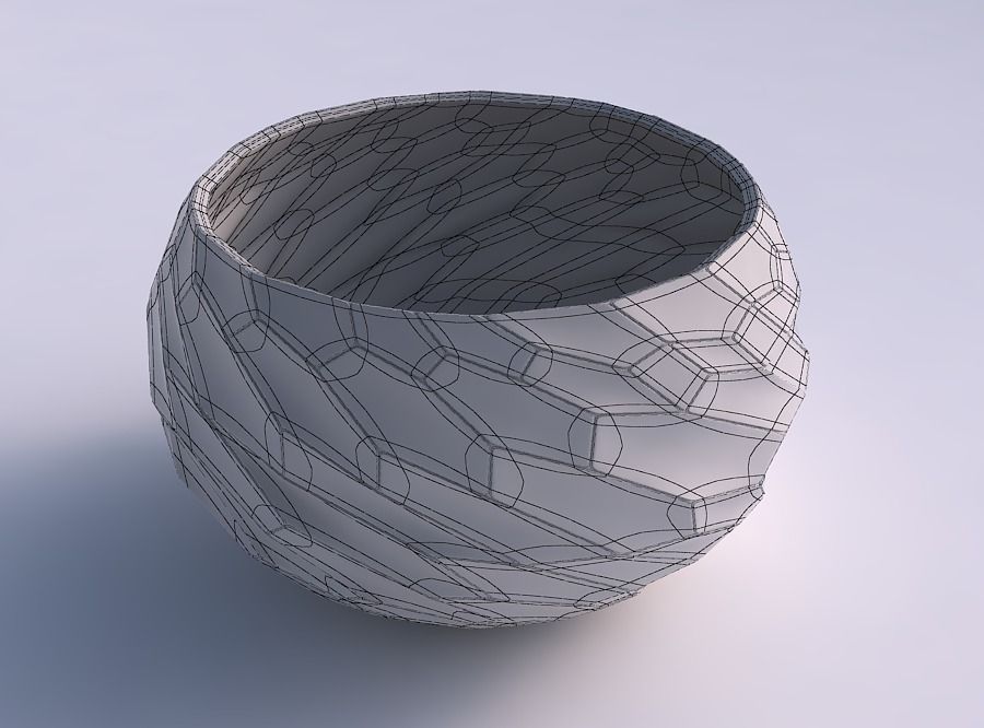 Bowl spheric twisted with fine twisted organic cells 3D print model_5