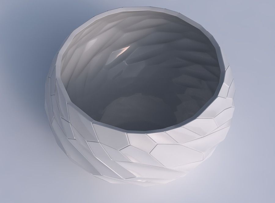 Bowl spheric twisted with fine twisted organic cells 3D print model_1