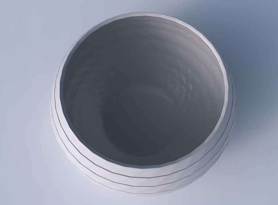 Bowl spheric twisted with hard horizontal dents 3D print model_2