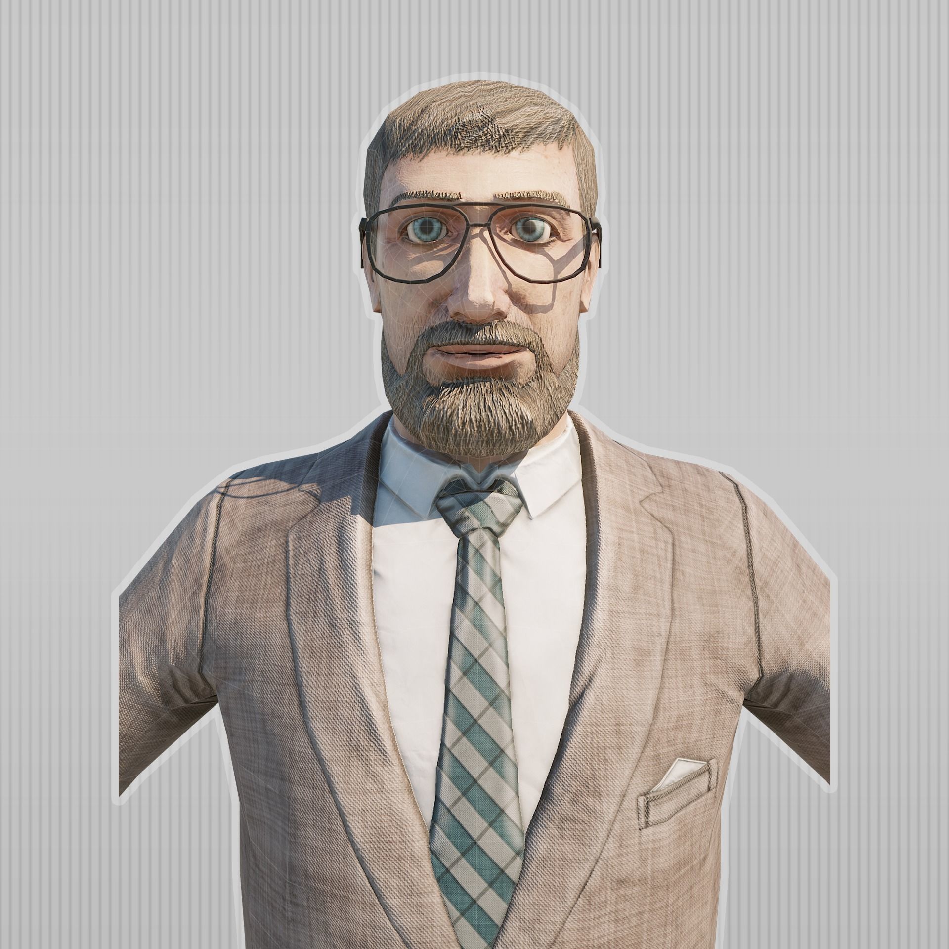 low-poly man in suit Low-poly 3D model_5