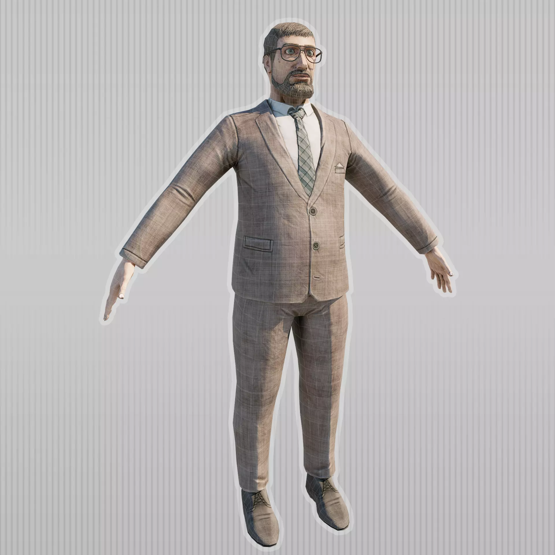 low-poly man in suit Low-poly 3D model_0
