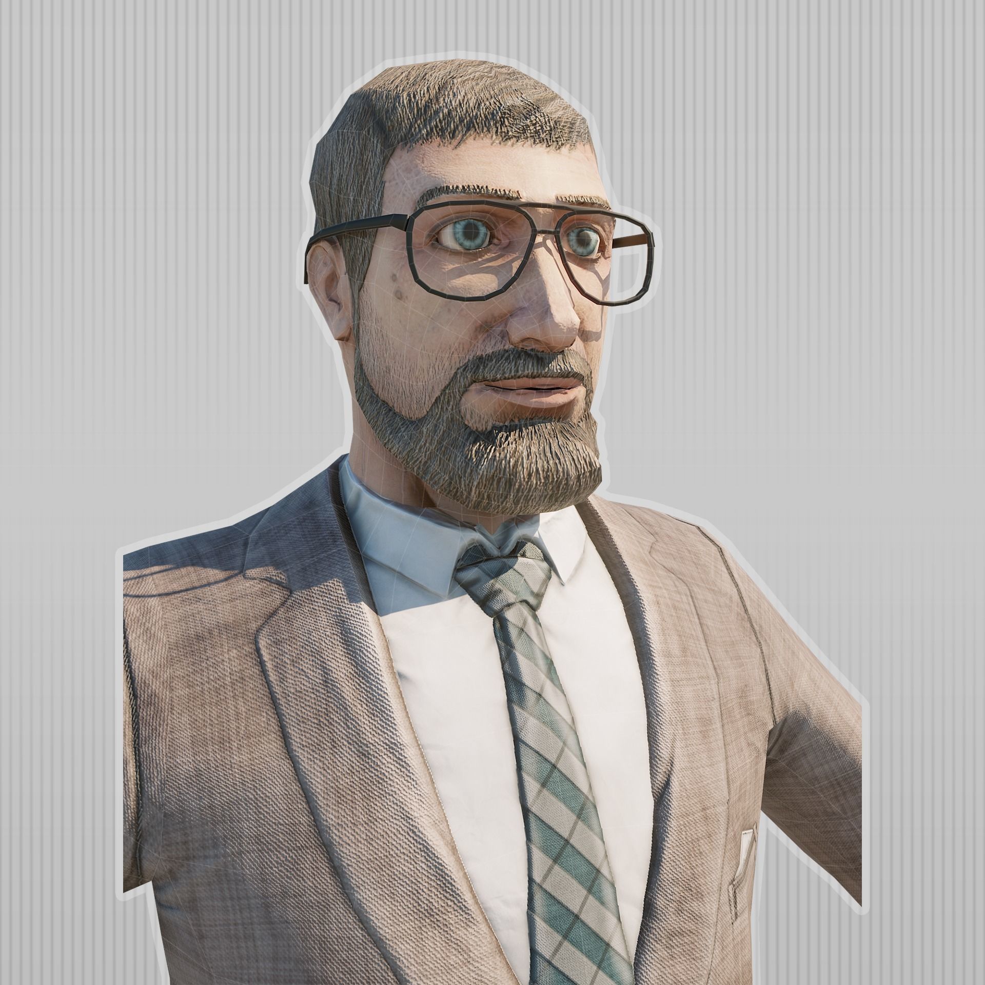 low-poly man in suit Low-poly 3D model_4