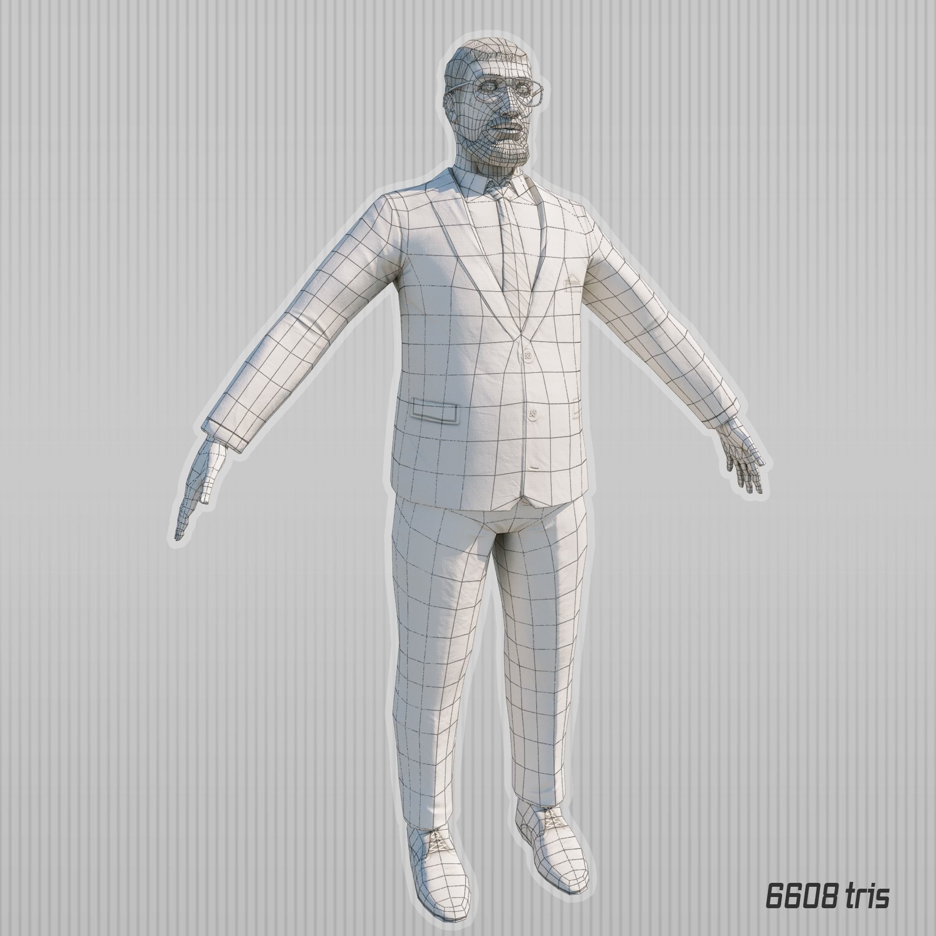 low-poly man in suit Low-poly 3D model_6