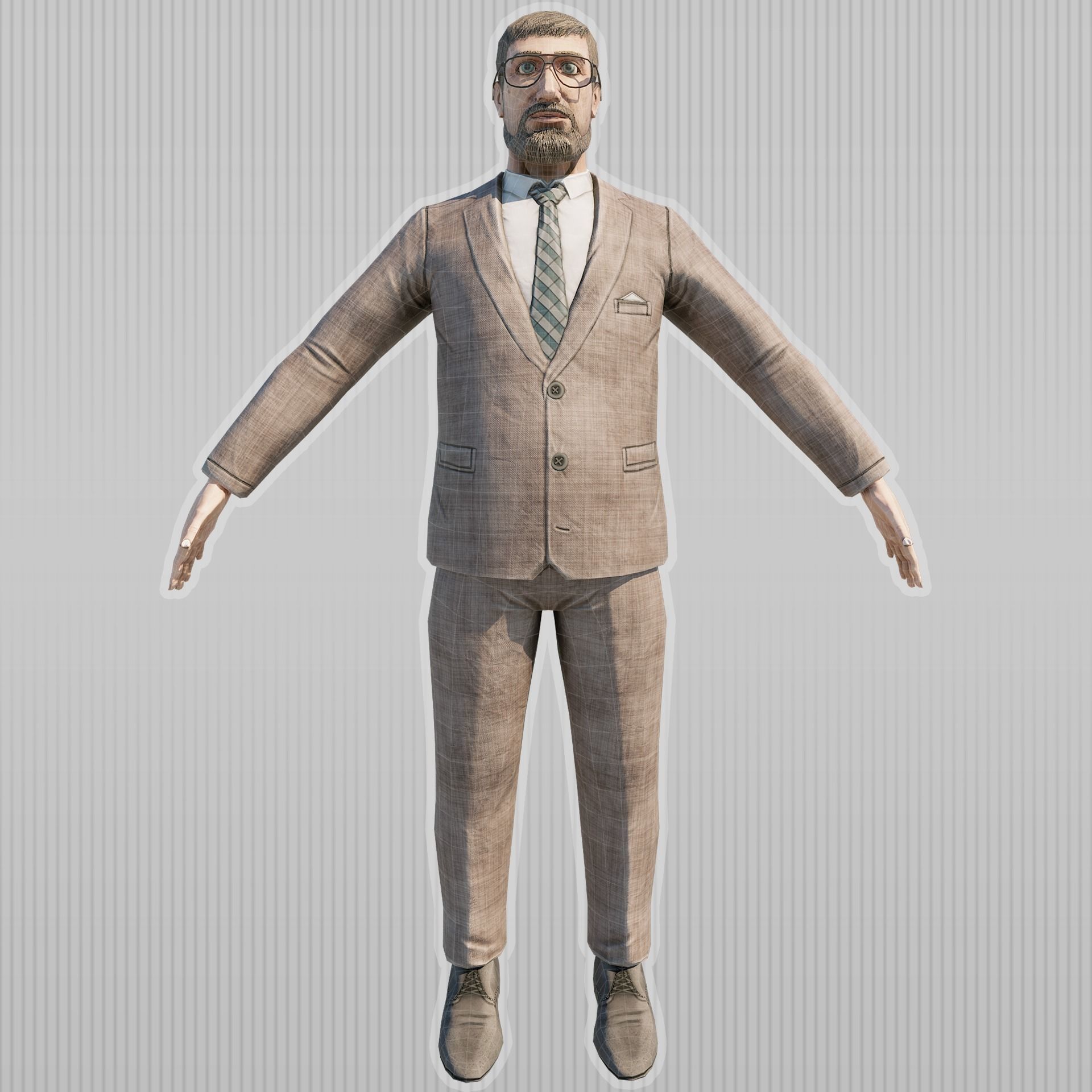 low-poly man in suit Low-poly 3D model_3