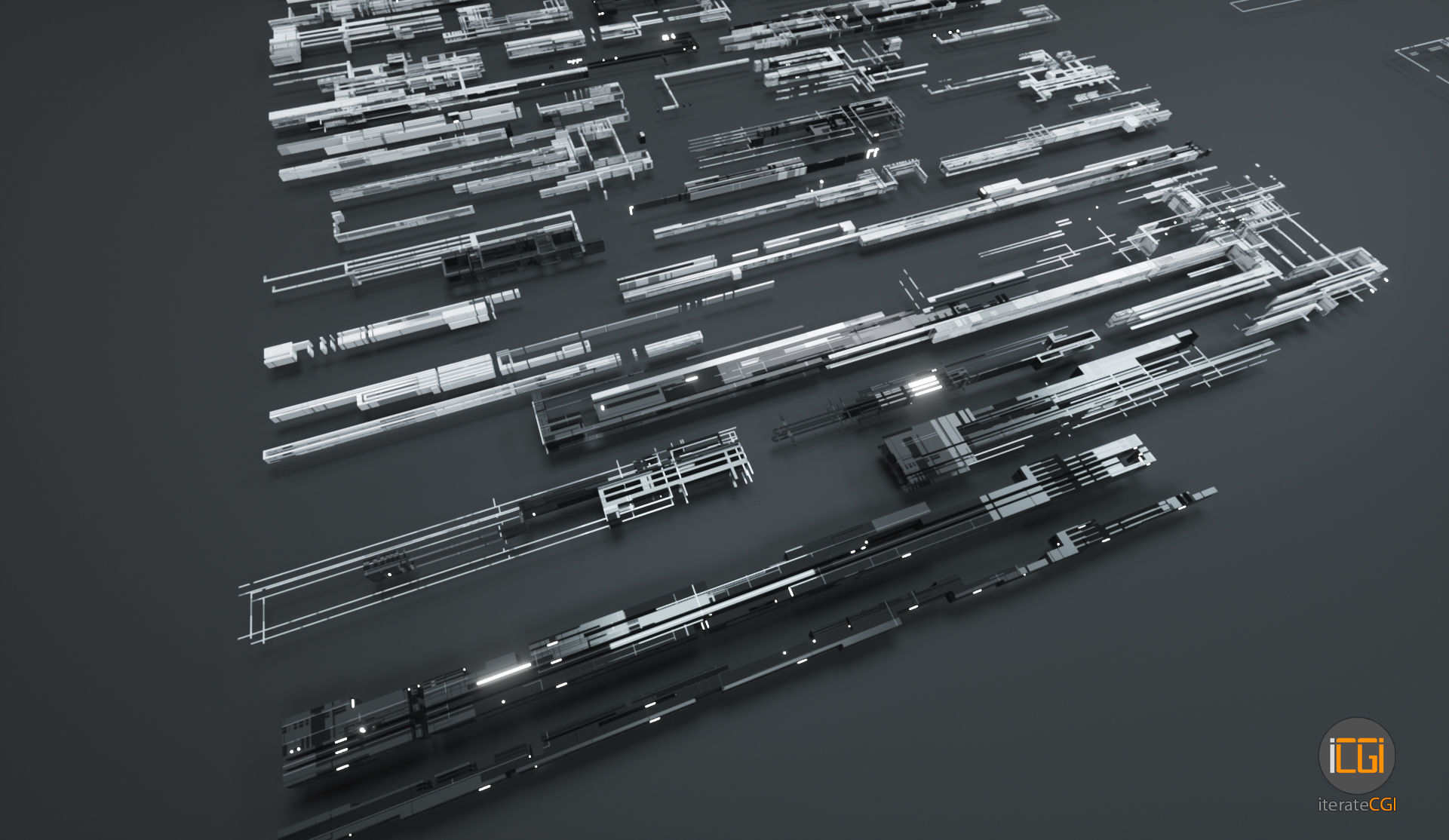 Tech Greebles set 3 Low-poly 3D model_3