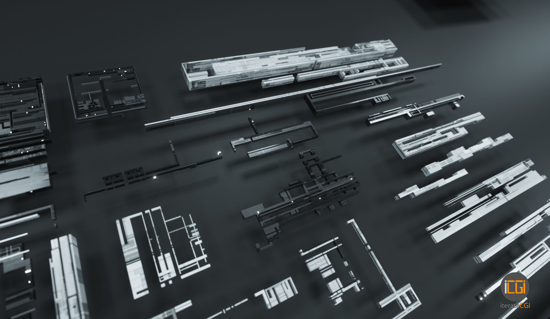 Tech Greebles set 3 Low-poly 3D model_11