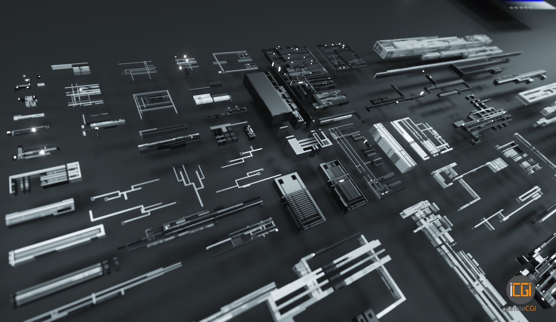 Tech Greebles set 3 Low-poly 3D model_6