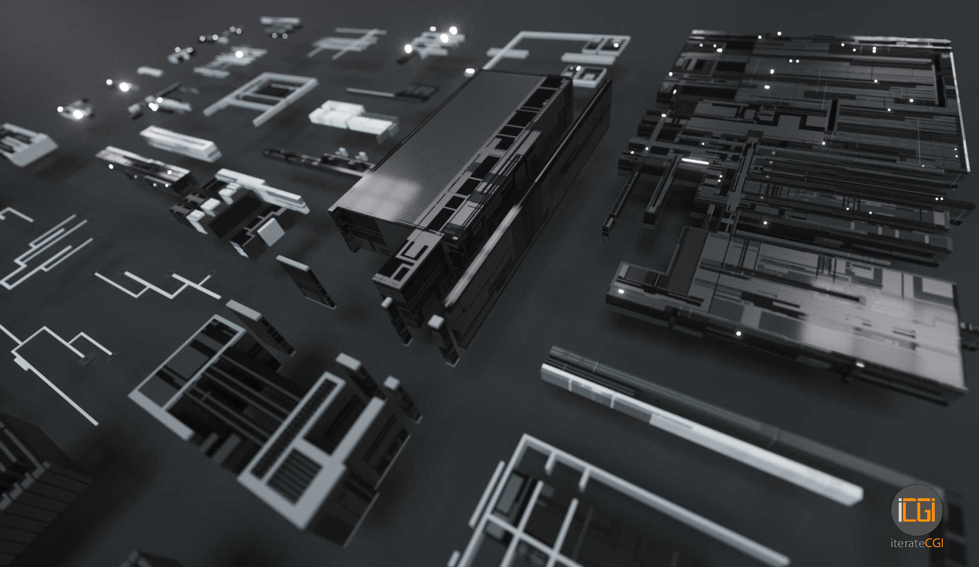 Tech Greebles set 3 Low-poly 3D model_13