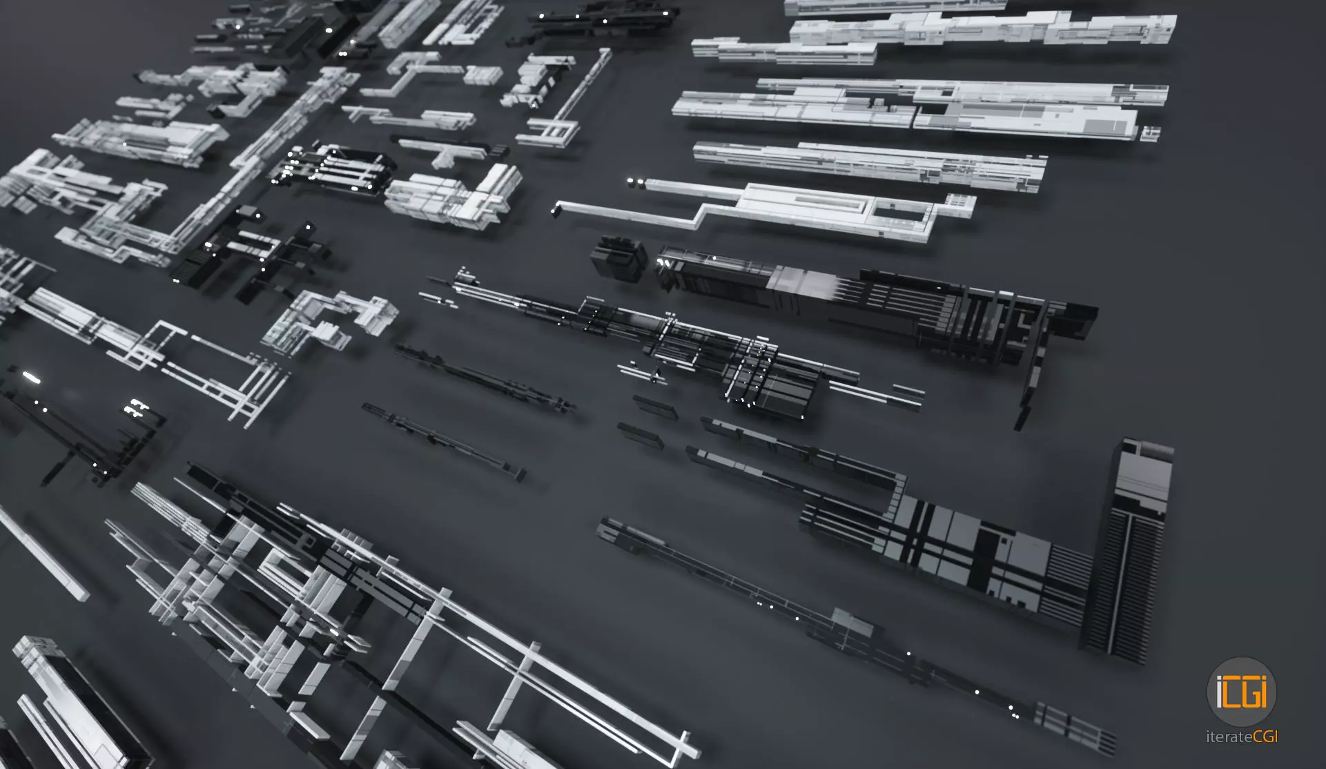 Tech Greebles set 3 Low-poly 3D model_0