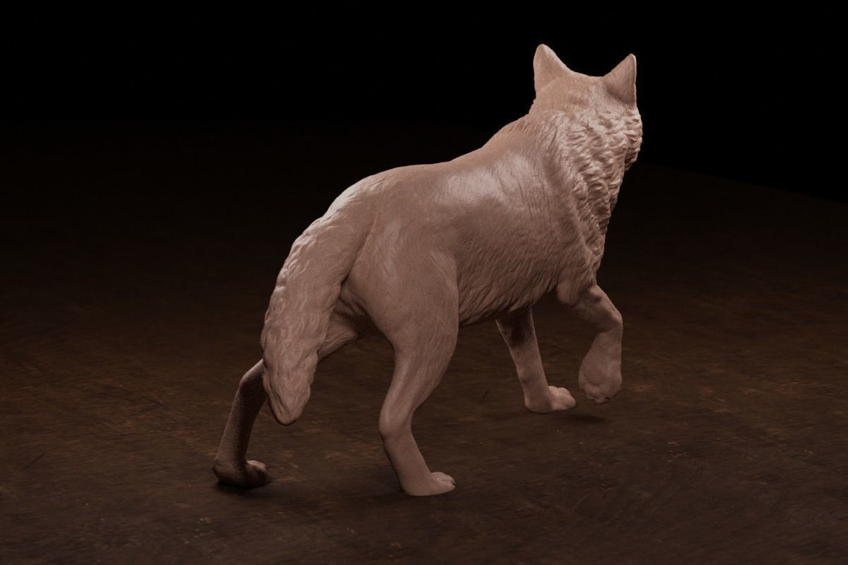 Wolf on Log 3D print model_5