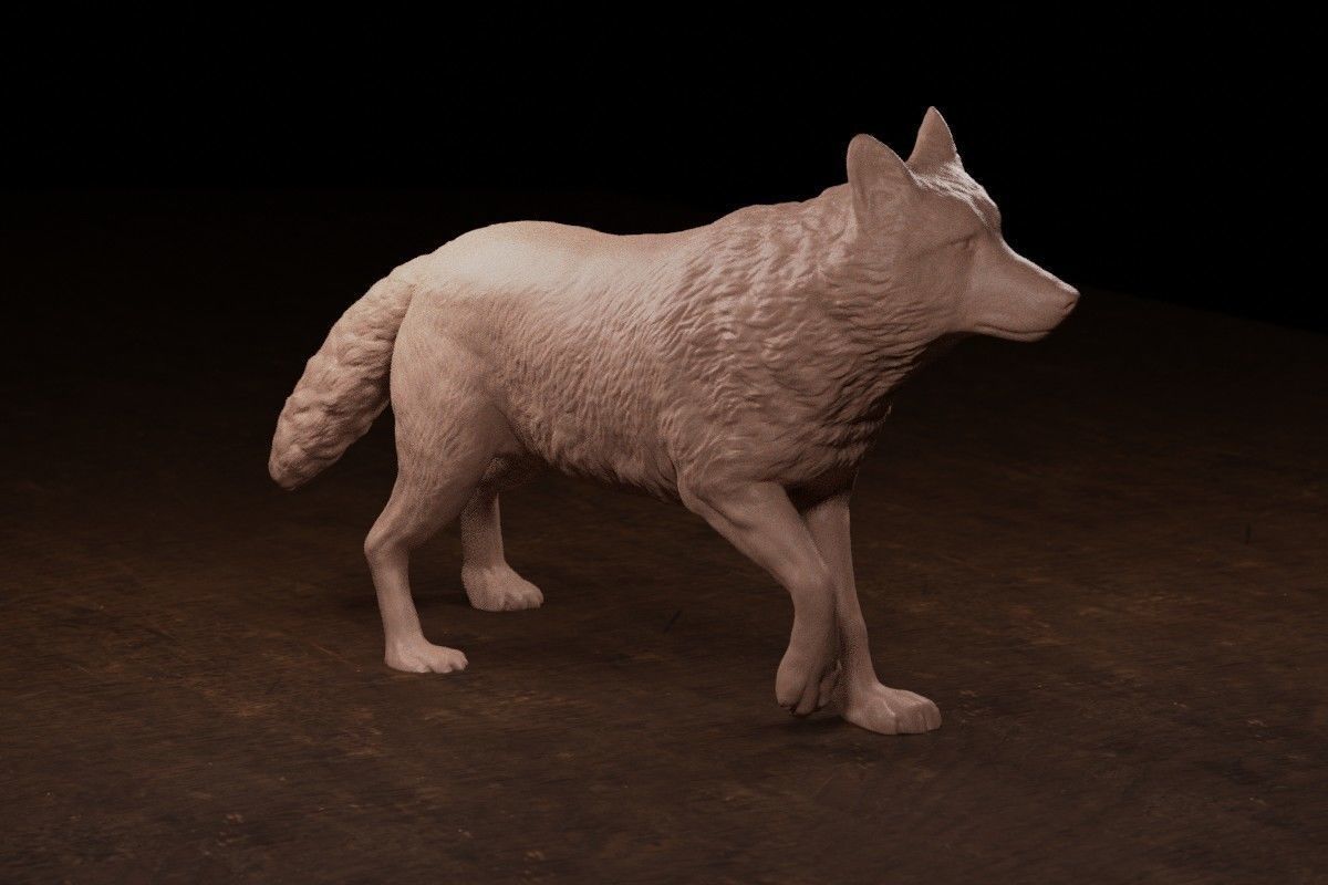 Wolf on Log 3D print model_4