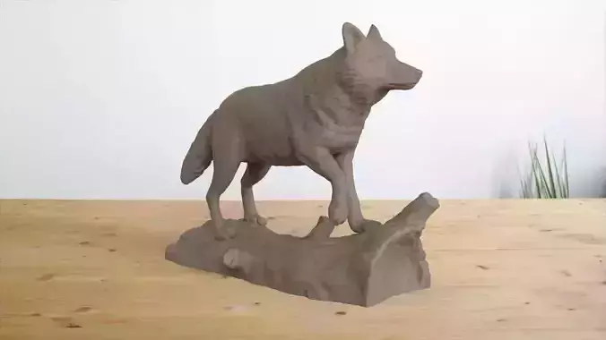 Wolf on Log 3D print model