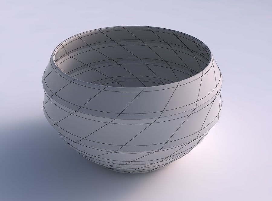 Bowl spheric twisted with horizontal sections 3D print model_5