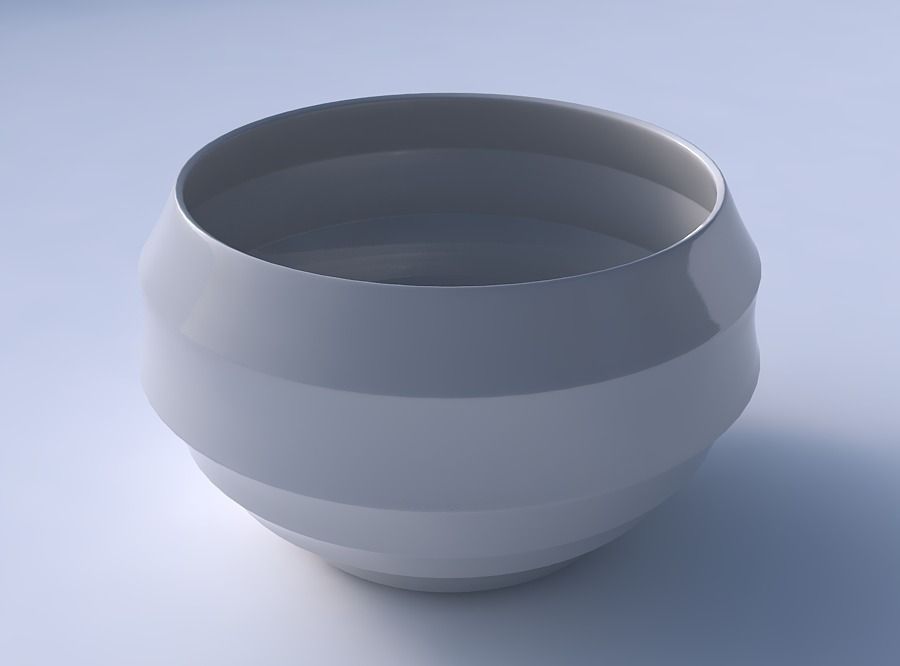Bowl spheric twisted with horizontal sections 3D print model_3