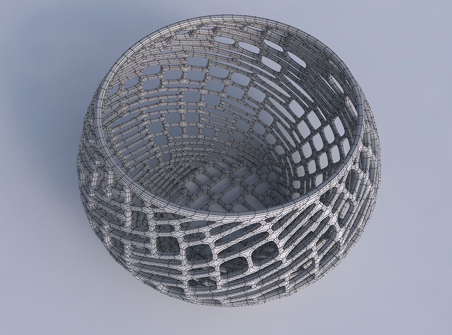 Bowl spheric twisted with lattice tiles 3D print model_6