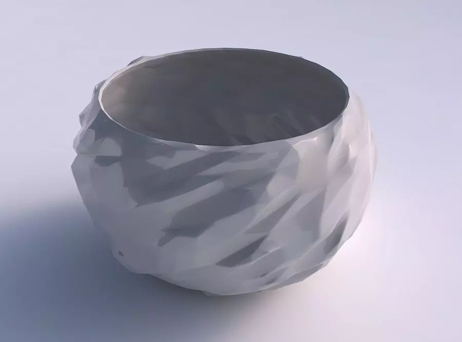 Bowl spheric twisted with low-polygon 3D print model