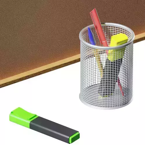 Pin table and pens 3D model