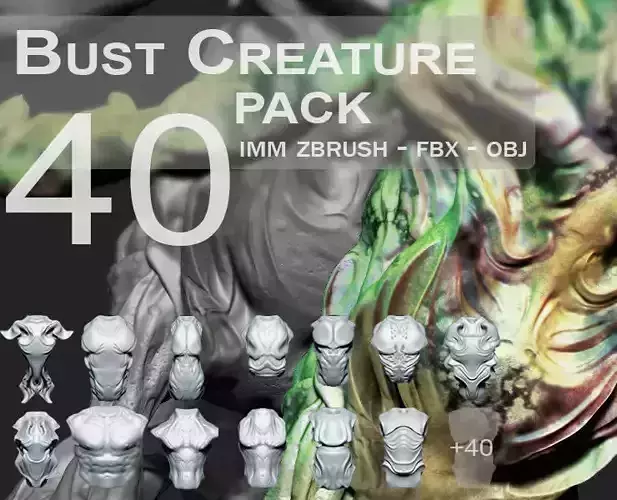 40 Creature Bust  Zbrush IMM Pack