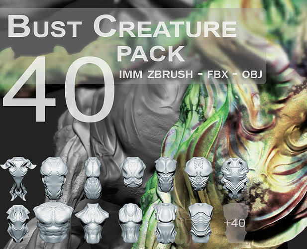 40 Creature Bust  Zbrush IMM Pack 3D model
