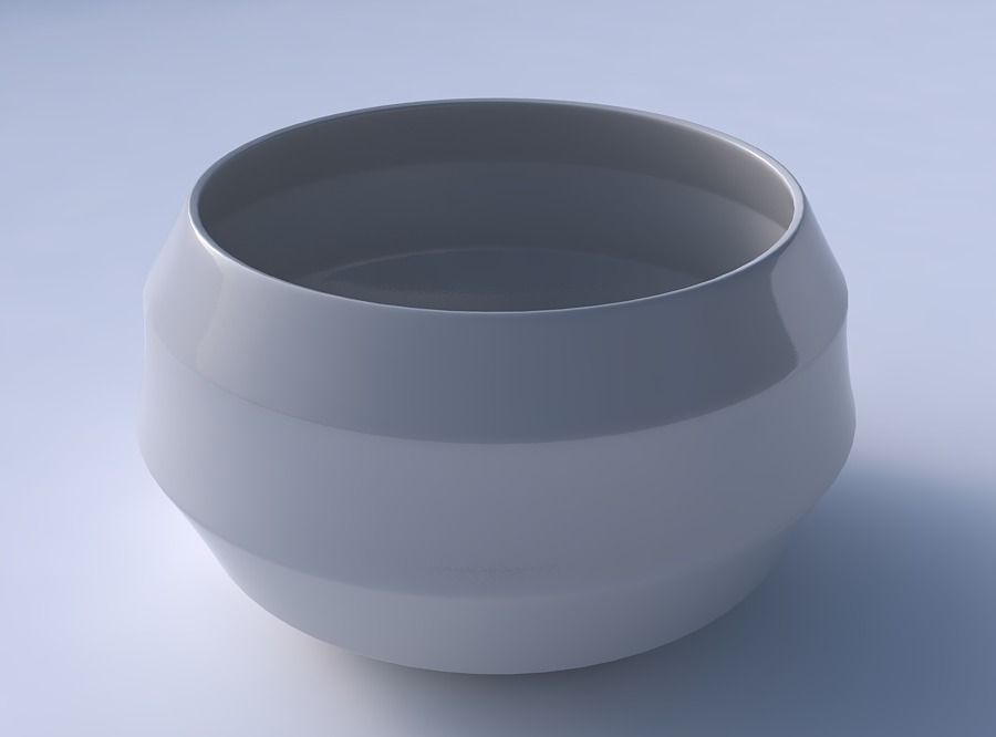 Bowl spheric twisted with pronounced horizontal sections 3D print model_3