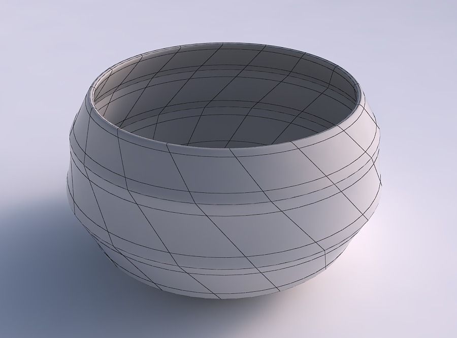Bowl spheric twisted with pronounced horizontal sections 3D print model_5